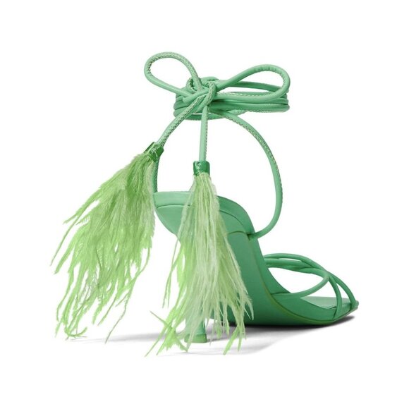 NEW Steve Madden Bryden Wrap Lace Up Heel Feather Sandals in Green Size 8 - Picture 4 of 4